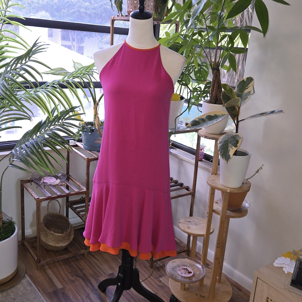 Diane von Furstenberg Pink & Orange Fit and Flare Dress Size 0
